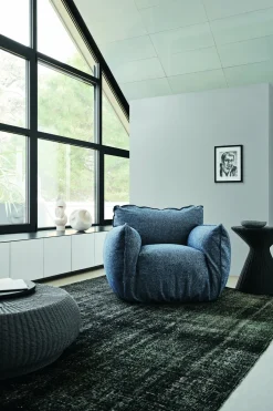 Fauteuil en tissu bleu snake Nuvola 05 - Gervasoni