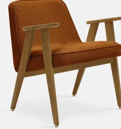 Fauteuil en tissu bouclé crème et chêne foncé 66 x 64 cm Série 366 - 366 Concept