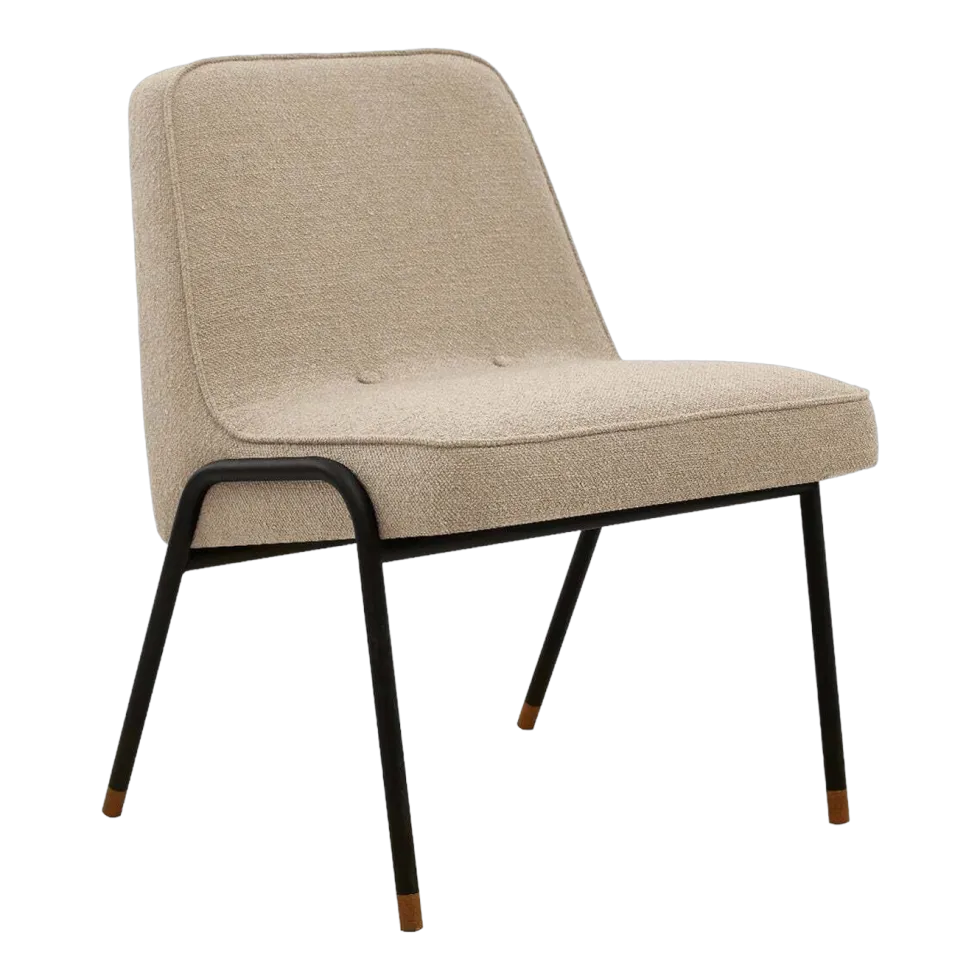 Fauteuil en tissu boucle crème et métal 70 x 62 cm - 366 Concept