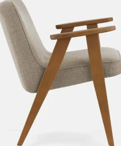 Fauteuil en tissu bouclé moutarde et chêne foncé 66 x 64 cm Série 366 - 366 Concept