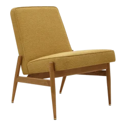 Fauteuil en tissu bouclé moutarde et frêne foncé 70 x 60 cm Fox - 366 Concept