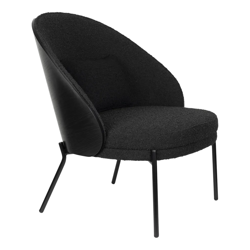 Fauteuil en tissu bouclé noir Rodin - Dutchbone