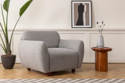 Fauteuil en tissu gris clair avec accoudoirs 90x86cm Eddy - Home Design