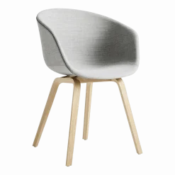 Fauteuil en tissu gris clair et bois de chêne vernis AAC 23 - HAY