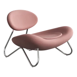 Fauteuil en tissu rose et acier chrome Meadow - Woud