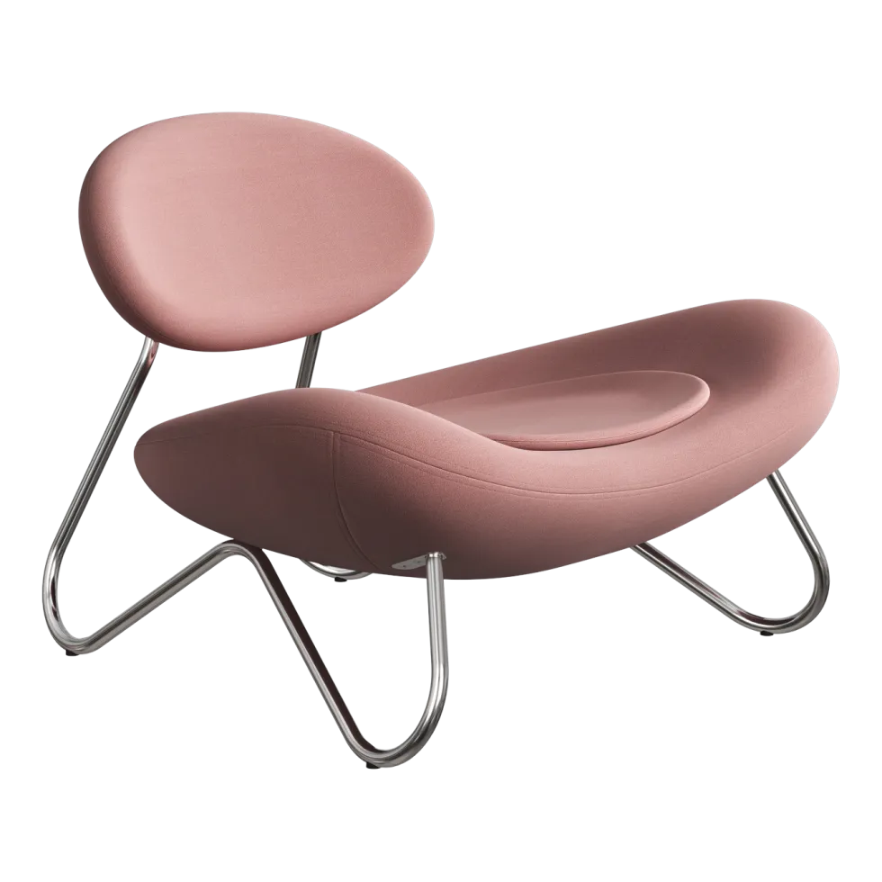 Fauteuil en tissu rose et acier chrome Meadow - Woud