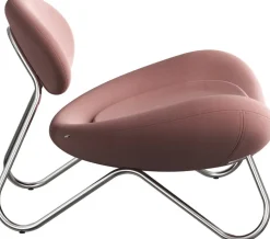 Fauteuil en tissu rose et acier chrome Meadow - Woud