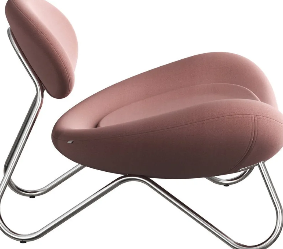 Fauteuil en tissu rose et acier chrome Meadow - Woud