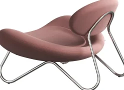 Fauteuil en tissu rose et acier chrome Meadow - Woud