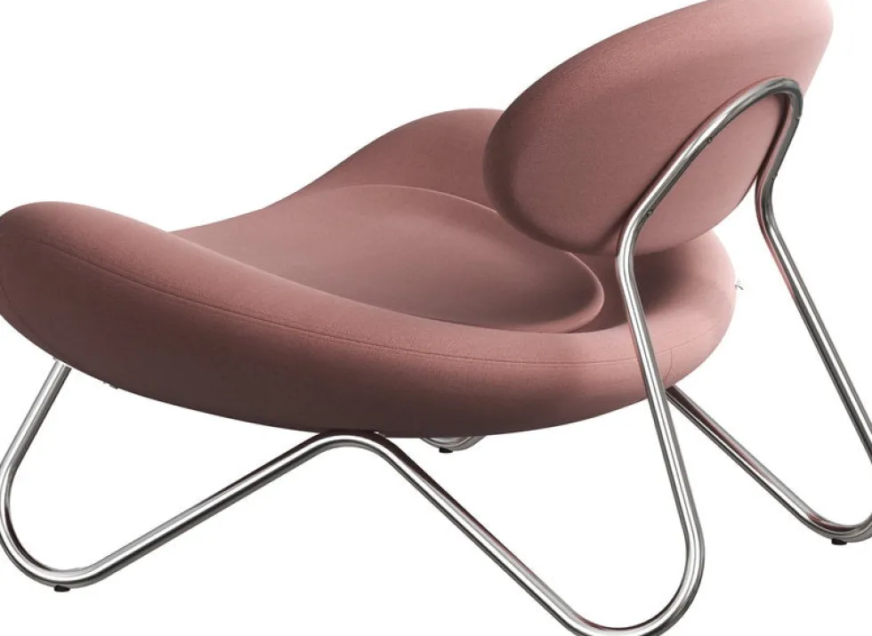 Fauteuil en tissu rose et acier chrome Meadow - Woud