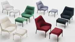 Fauteuil en tissu rouge et acier noir O2 - HAY