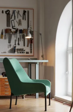 Fauteuil en tissu vert et acier noir O2 - HAY