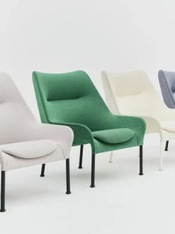 Fauteuil en tissu vert et acier noir O2 - HAY