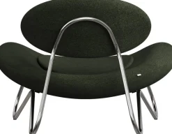 Fauteuil en tissu vert foncé et acier chrome Meadow - Woud