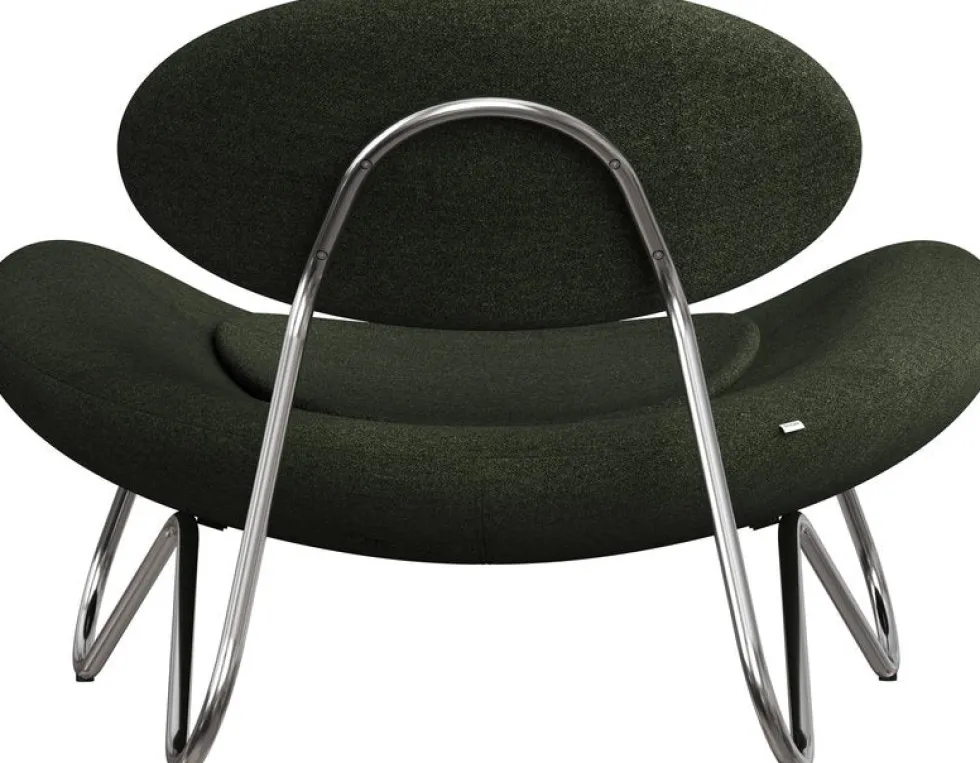 Fauteuil en tissu vert foncé et acier chrome Meadow - Woud