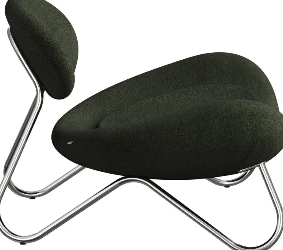 Fauteuil en tissu vert foncé et acier chrome Meadow - Woud
