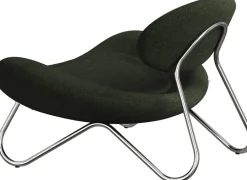 Fauteuil en tissu vert foncé et acier chrome Meadow - Woud