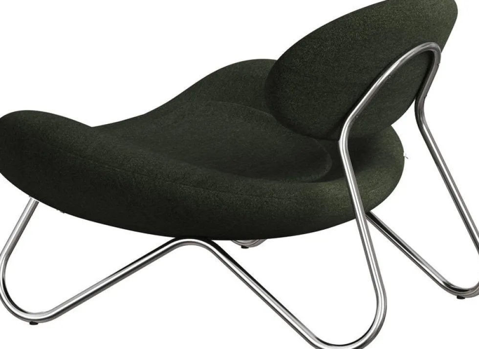 Fauteuil en tissu vert foncé et acier chrome Meadow - Woud