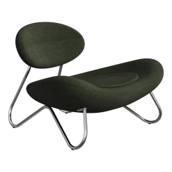 Fauteuil en tissu vert foncé et acier chrome Meadow - Woud