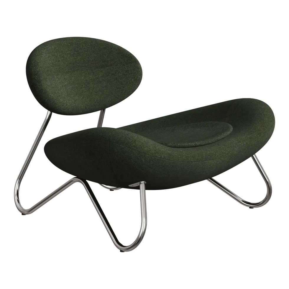 Fauteuil en tissu vert foncé et acier chrome Meadow - Woud