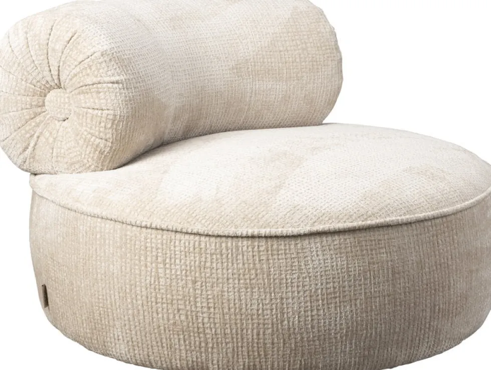 Fauteuil en velours beige Tilbury - Dutchbone