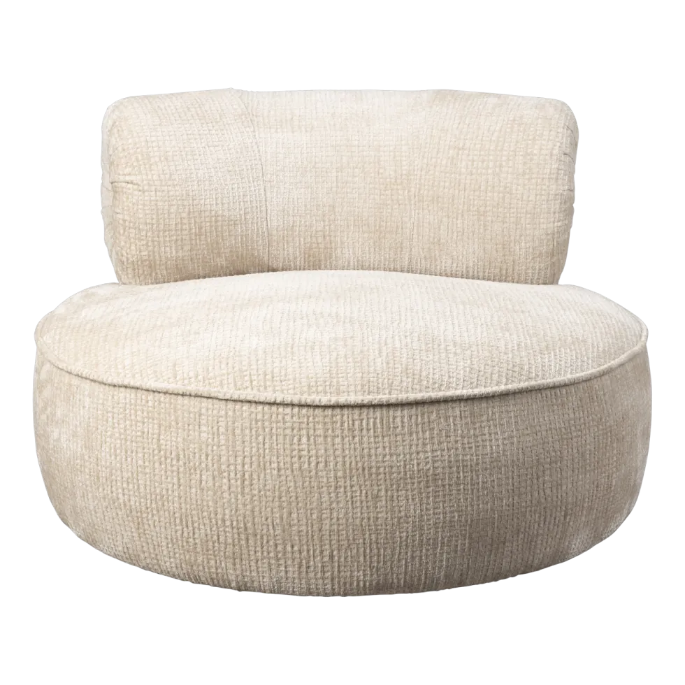 Fauteuil en velours beige Tilbury - Dutchbone