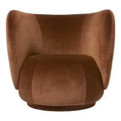 Fauteuil en velours brillant marron 87x76cm Rico Lounge - Ferm Living