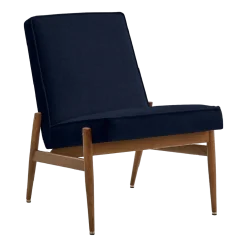 Fauteuil en velours indigo et frêne foncé 70 x 60 cm Fox - 366 Concept