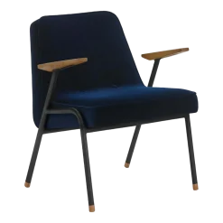 Fauteuil en velours indigo et métal 66 x 64 cm - 366 Concept