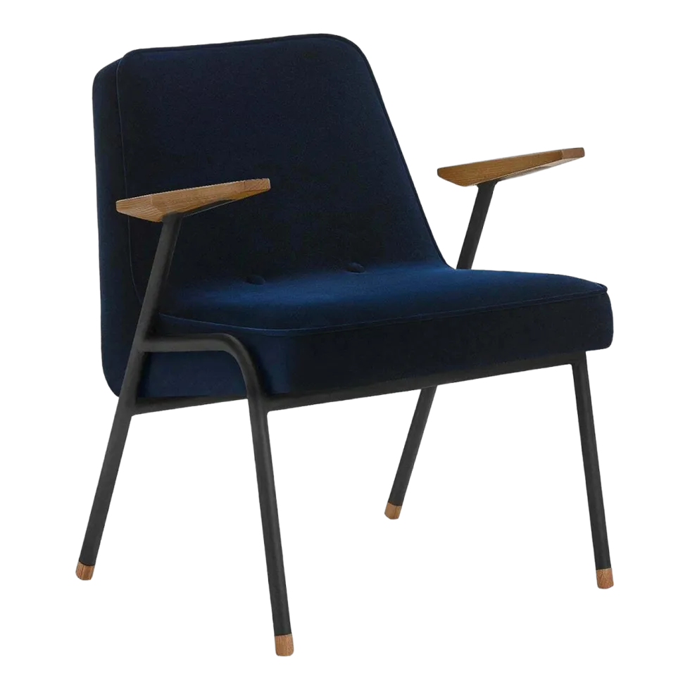 Fauteuil en velours indigo et métal 66 x 64 cm - 366 Concept