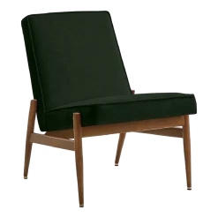 Fauteuil en velours vert bouteille et frêne foncé 70 x 60 cm Fox - 366 Concept