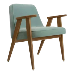 Fauteuil en velours vert menthe et chêne foncé 66 x 64 cm Série 366 - 366 Concept