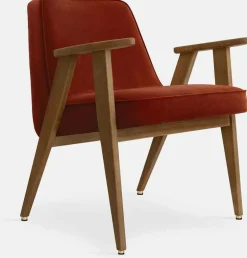 Fauteuil en velours vert menthe et chêne foncé 66 x 64 cm Série 366 - 366 Concept