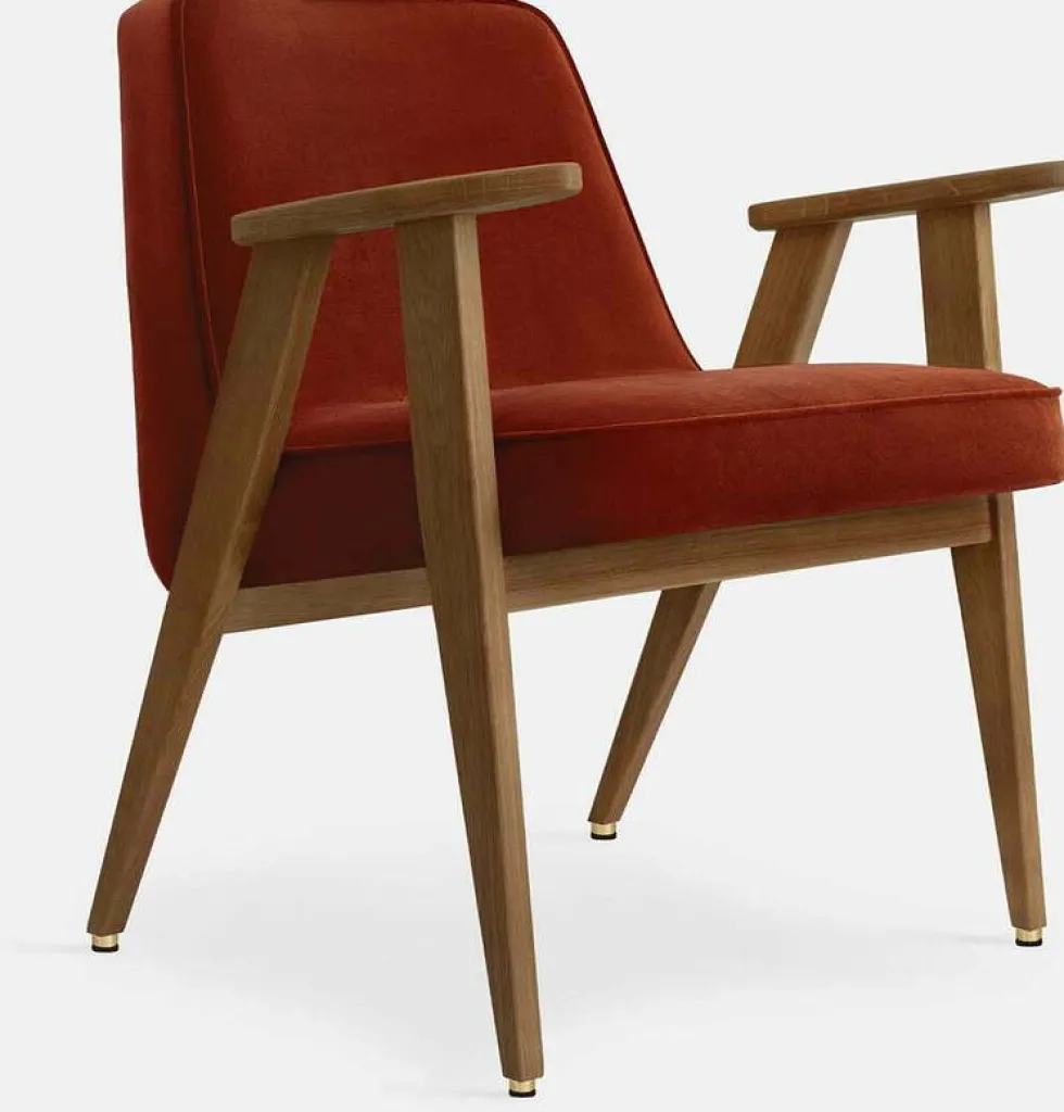 Fauteuil en velours vert menthe et chêne foncé 66 x 64 cm Série 366 - 366 Concept