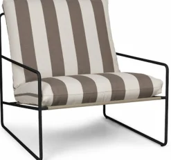 Fauteuil en vinyl rayé et acier noir 78 x 93 cm Desert Stripe Stripe - Ferm Living