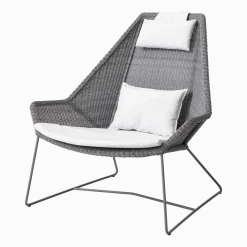 Fauteuil gris avec coussins blancs Breeze Highback - Cane-Line