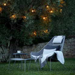 Fauteuil gris avec coussins blancs Breeze Highback - Cane-Line