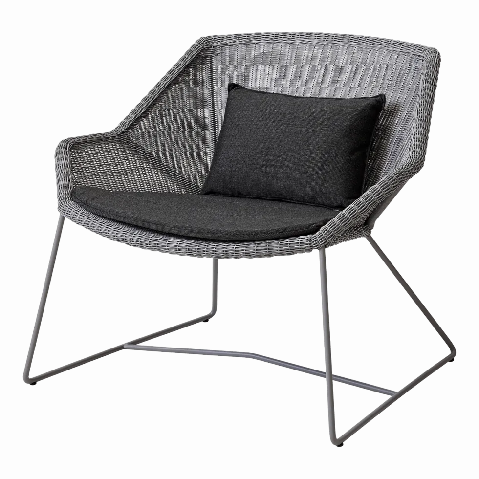 Fauteuil gris avec coussins noirs Breeze lounge - Cane-Line