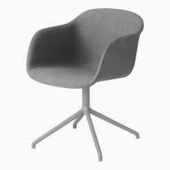 Fauteuil gris piétement pivot et assise textile Fiber - Muuto