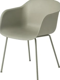 Fauteuil gris vert piétement tubes Fiber - Muuto