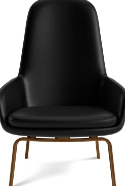 Fauteuil haut avec pieds en noyer et assise en cuir noir Era - Normann Copenhagen