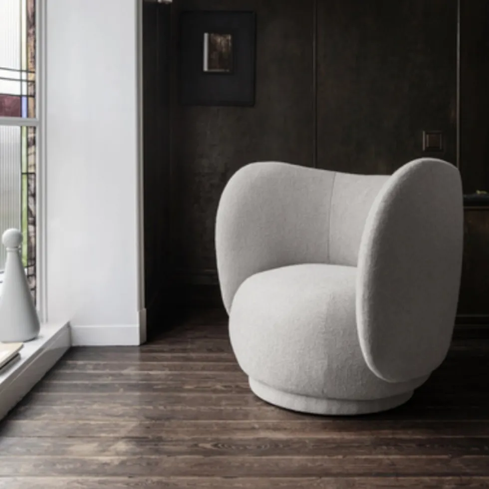 Fauteuil lounge blanc brossé Rico - Ferm Living