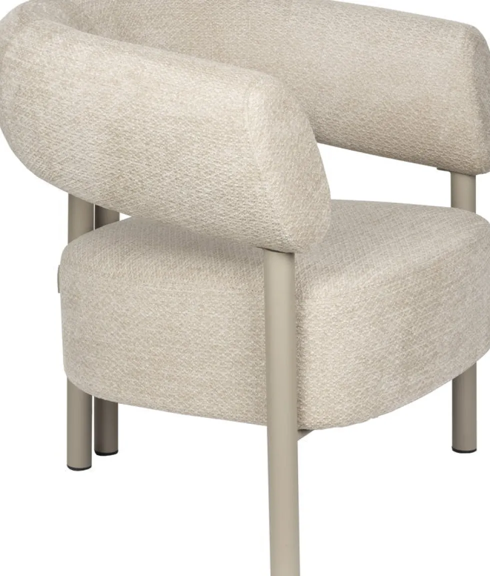Fauteuil lounge en acier et polyester beige 70x82x75cm Heels - Zuiver
