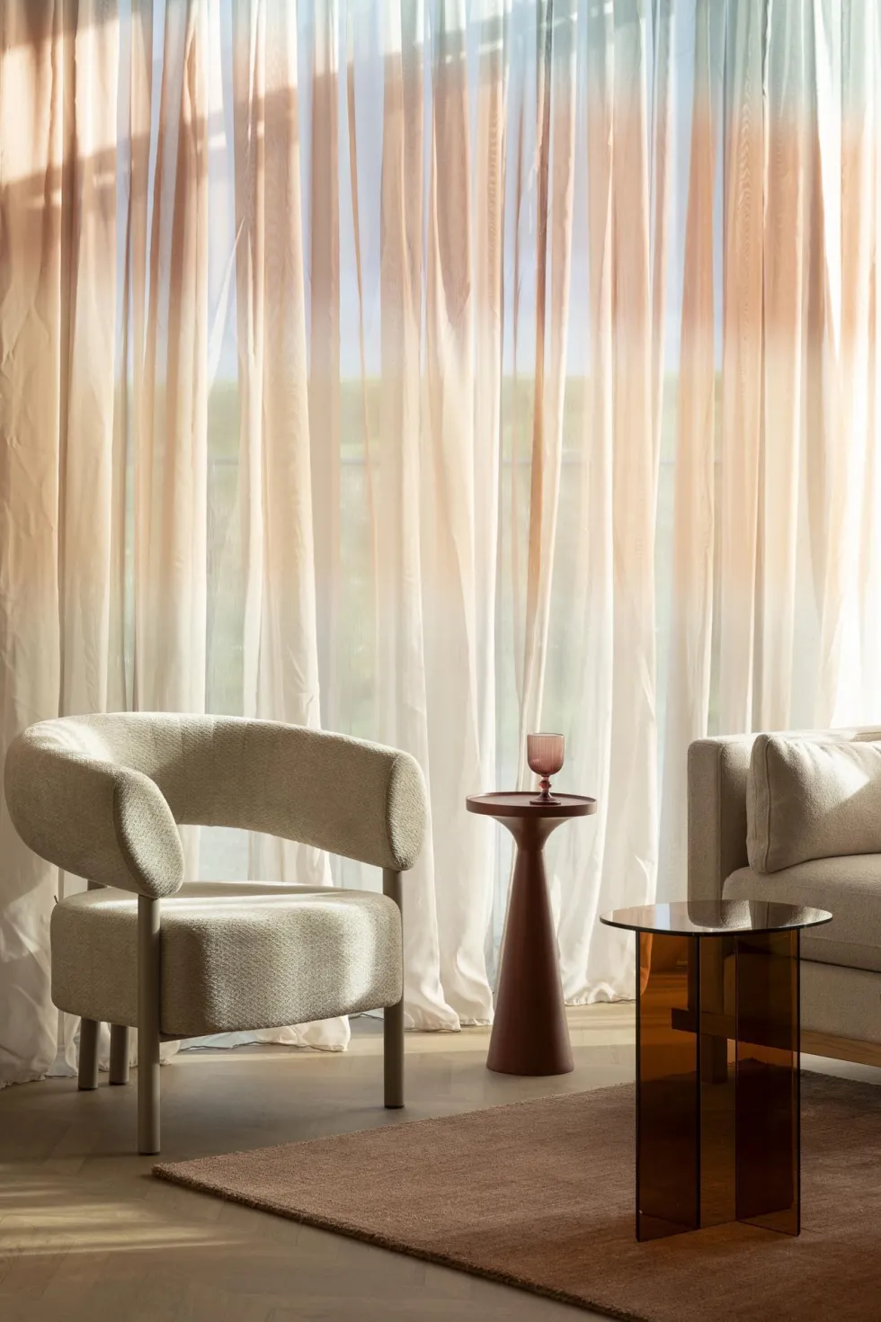 Fauteuil lounge en acier et polyester beige 70x82x75cm Heels - Zuiver