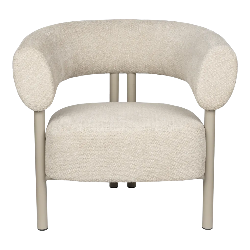 Fauteuil lounge en acier et polyester beige 70x82x75cm Heels - Zuiver