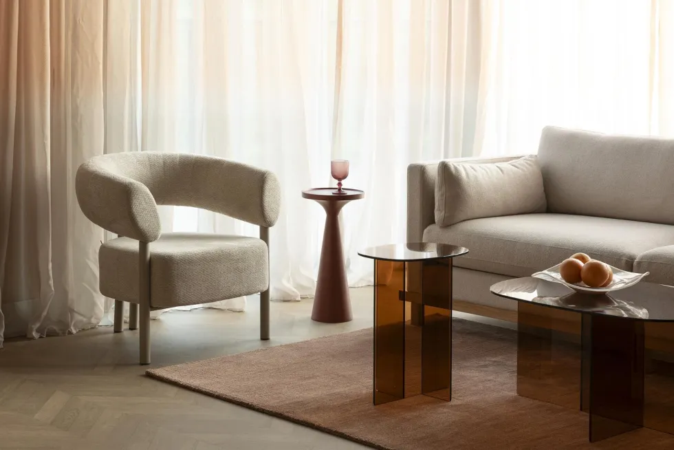 Fauteuil lounge en acier et polyester beige 70x82x75cm Heels - Zuiver