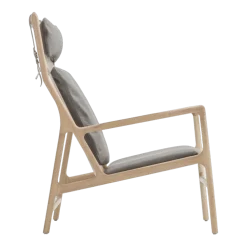 Fauteuil lounge en chêne et cuir gris Dedo - Gazzda