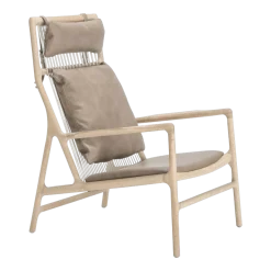 Fauteuil lounge en chêne et cuir stone Dedo - Gazzda