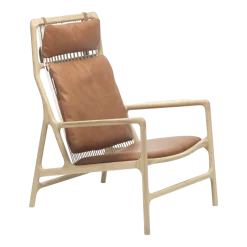 Fauteuil lounge en chêne et cuir whisky Dedo - Gazzda