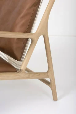 Fauteuil lounge en chêne et cuir whisky Dedo - Gazzda